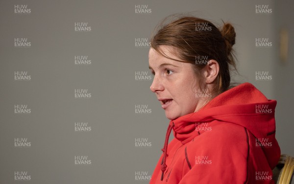 210825 - Wales Women Rugby World Cup Media Conference - Kate Williams, Wales co-captain, during a Wales media conference ahead of their first Women’s Rugby World Cup match against Scotland