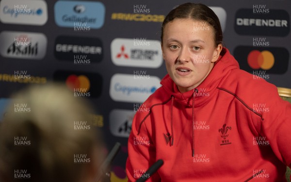 210825 - Wales Women Rugby World Cup Media Conference - Lleucu George during a Wales media conference ahead of their first Women’s Rugby World Cup match against Scotland