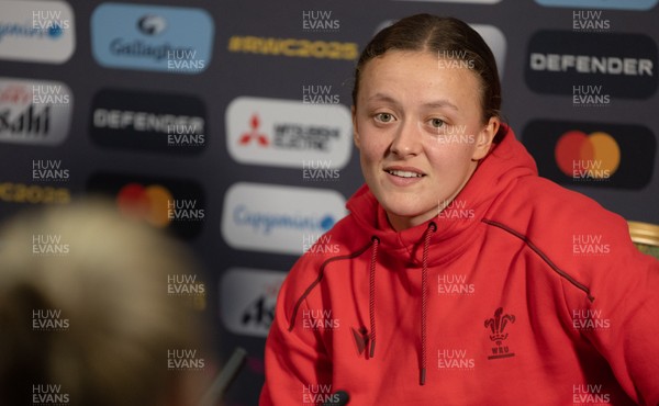 210825 - Wales Women Rugby World Cup Media Conference - Lleucu George during a Wales media conference ahead of their first Women’s Rugby World Cup match against Scotland