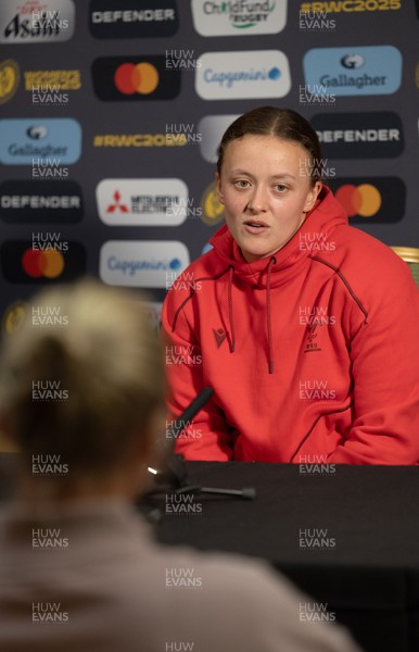 210825 - Wales Women Rugby World Cup Media Conference - Lleucu George during a Wales media conference ahead of their first Women’s Rugby World Cup match against Scotland