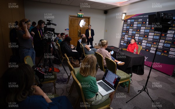 210825 - Wales Women Rugby World Cup Media Conference - Lleucu George during a Wales media conference ahead of their first Women’s Rugby World Cup match against Scotland