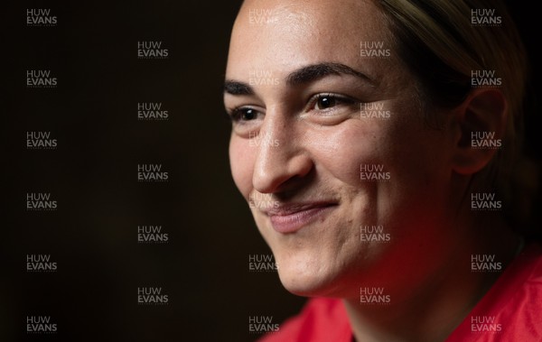 210825 - Wales Women Rugby World Cup Media Conference - Courtney Keight during a Wales media conference ahead of their first Women’s Rugby World Cup match against Scotland