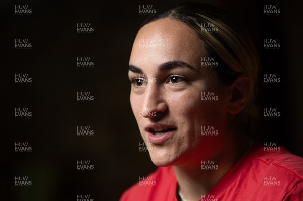 210825 - Wales Women Rugby World Cup Media Conference - Courtney Keight during a Wales media conference ahead of their first Women’s Rugby World Cup match against Scotland
