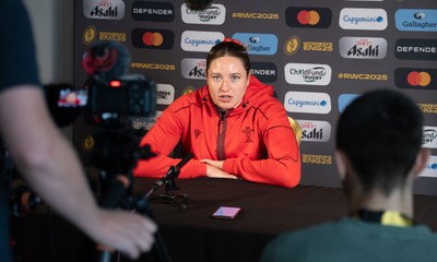 260825 - Wales Women Rugby World Cup Media Conference - Gwen Crabb during a Wales media conference ahead of their Women’s Rugby World Cup match against Canada