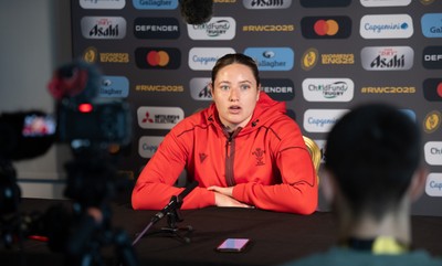 260825 - Wales Women Rugby World Cup Media Conference - Gwen Crabb during a Wales media conference ahead of their Women’s Rugby World Cup match against Canada
