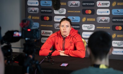 260825 - Wales Women Rugby World Cup Media Conference - Gwen Crabb during a Wales media conference ahead of their Women’s Rugby World Cup match against Canada