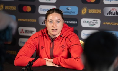 260825 - Wales Women Rugby World Cup Media Conference - Gwen Crabb during a Wales media conference ahead of their Women’s Rugby World Cup match against Canada