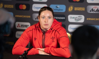 260825 - Wales Women Rugby World Cup Media Conference - Gwen Crabb during a Wales media conference ahead of their Women’s Rugby World Cup match against Canada