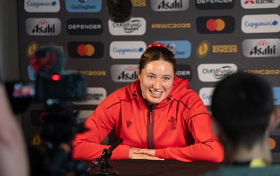 260825 - Wales Women Rugby World Cup Media Conference - Gwen Crabb during a Wales media conference ahead of their Women’s Rugby World Cup match against Canada