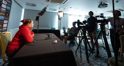 260825 - Wales Women Rugby World Cup Media Conference - Gwen Crabb during a Wales media conference ahead of their Women’s Rugby World Cup match against Canada