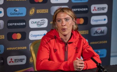 260825 - Wales Women Rugby World Cup Media Conference - Georgia Evans during a Wales media conference ahead of their Women’s Rugby World Cup match against Canada