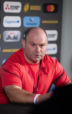 280825 - Wales Women Rugby World Cup Media Conference - Sean Lynn, Wales Women head coach during a Wales media conference ahead of their Women’s Rugby World Cup match against Canada