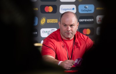 280825 - Wales Women Rugby World Cup Media Conference - Sean Lynn, Wales Women head coach during a Wales media conference ahead of their Women’s Rugby World Cup match against Canada