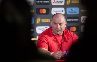 280825 - Wales Women Rugby World Cup Media Conference - Sean Lynn, Wales Women head coach during a Wales media conference ahead of their Women’s Rugby World Cup match against Canada