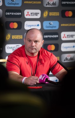 280825 - Wales Women Rugby World Cup Media Conference - Sean Lynn, Wales Women head coach during a Wales media conference ahead of their Women’s Rugby World Cup match against Canada