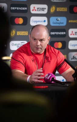 280825 - Wales Women Rugby World Cup Media Conference - Sean Lynn, Wales Women head coach during a Wales media conference ahead of their Women’s Rugby World Cup match against Canada