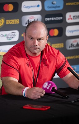 280825 - Wales Women Rugby World Cup Media Conference - Sean Lynn, Wales Women head coach during a Wales media conference ahead of their Women’s Rugby World Cup match against Canada