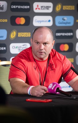 280825 - Wales Women Rugby World Cup Media Conference - Sean Lynn, Wales Women head coach during a Wales media conference ahead of their Women’s Rugby World Cup match against Canada