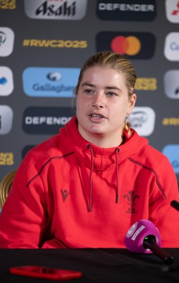 280825 - Wales Women Rugby World Cup Media Conference - Bethan Lewis during a Wales media conference ahead of their Women’s Rugby World Cup match against Canada