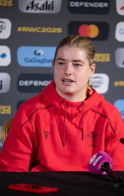 280825 - Wales Women Rugby World Cup Media Conference - Bethan Lewis during a Wales media conference ahead of their Women’s Rugby World Cup match against Canada
