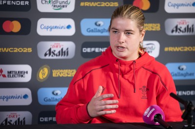 280825 - Wales Women Rugby World Cup Media Conference - Bethan Lewis during a Wales media conference ahead of their Women’s Rugby World Cup match against Canada