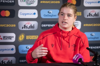 280825 - Wales Women Rugby World Cup Media Conference - Bethan Lewis during a Wales media conference ahead of their Women’s Rugby World Cup match against Canada