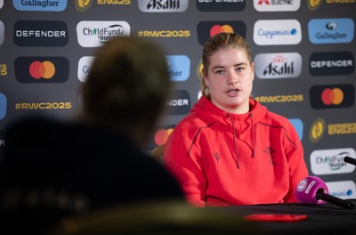 280825 - Wales Women Rugby World Cup Media Conference - Bethan Lewis during a Wales media conference ahead of their Women’s Rugby World Cup match against Canada