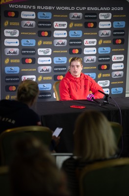 280825 - Wales Women Rugby World Cup Media Conference - Bethan Lewis during a Wales media conference ahead of their Women’s Rugby World Cup match against Canada