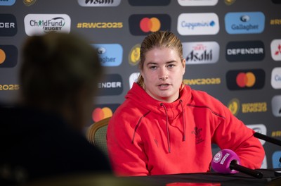 280825 - Wales Women Rugby World Cup Media Conference - Bethan Lewis during a Wales media conference ahead of their Women’s Rugby World Cup match against Canada