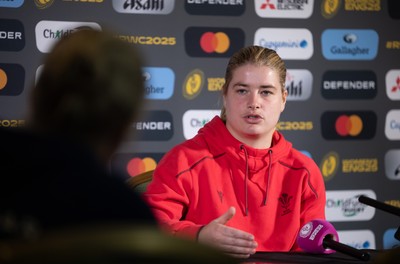 280825 - Wales Women Rugby World Cup Media Conference - Bethan Lewis during a Wales media conference ahead of their Women’s Rugby World Cup match against Canada
