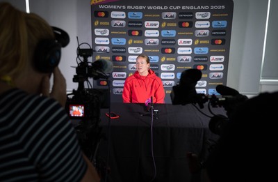 280825 - Wales Women Rugby World Cup Media Conference - Carys Cox during a Wales media conference ahead of their Women’s Rugby World Cup match against Canada