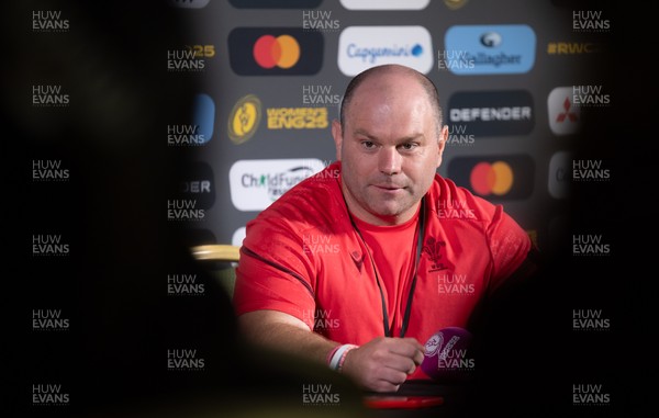 280825 - Wales Women Rugby World Cup Media Conference - Sean Lynn, Wales Women head coach during a Wales media conference ahead of their Women’s Rugby World Cup match against Canada