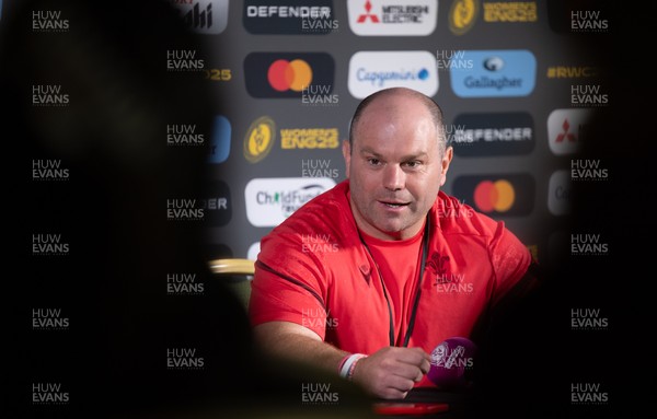 280825 - Wales Women Rugby World Cup Media Conference - Sean Lynn, Wales Women head coach during a Wales media conference ahead of their Women’s Rugby World Cup match against Canada