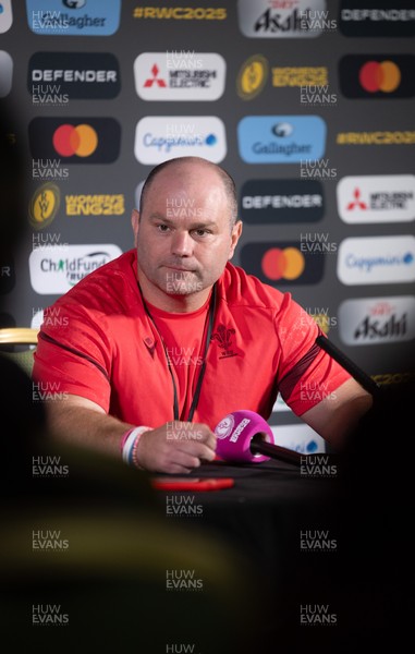 280825 - Wales Women Rugby World Cup Media Conference - Sean Lynn, Wales Women head coach during a Wales media conference ahead of their Women’s Rugby World Cup match against Canada