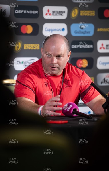 280825 - Wales Women Rugby World Cup Media Conference - Sean Lynn, Wales Women head coach during a Wales media conference ahead of their Women’s Rugby World Cup match against Canada