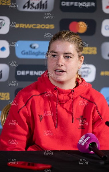 280825 - Wales Women Rugby World Cup Media Conference - Bethan Lewis during a Wales media conference ahead of their Women’s Rugby World Cup match against Canada