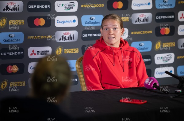 280825 - Wales Women Rugby World Cup Media Conference - Carys Cox during a Wales media conference ahead of their Women’s Rugby World Cup match against Canada