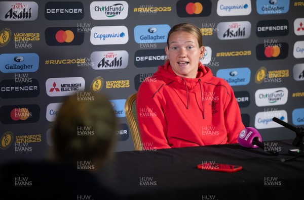 280825 - Wales Women Rugby World Cup Media Conference - Carys Cox during a Wales media conference ahead of their Women’s Rugby World Cup match against Canada