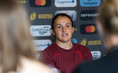 020925 - Wales Women RWC Media Conference - Kayleigh Powell of Wales during a media conference ahead of their final Women’s Rugby World Cup match against Fiji