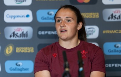 020925 - Wales Women RWC Media Conference - Kayleigh Powell of Wales during a media conference ahead of their final Women’s Rugby World Cup match against Fiji