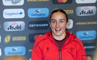020925 - Wales Women RWC Media Conference - Nel Metcalfe of Wales during a media conference ahead of their final Women’s Rugby World Cup match against Fiji