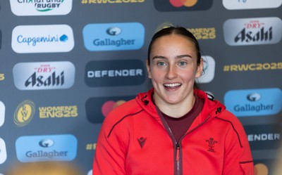 020925 - Wales Women RWC Media Conference - Nel Metcalfe of Wales during a media conference ahead of their final Women’s Rugby World Cup match against Fiji