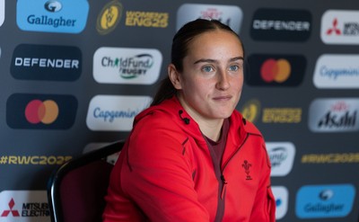 020925 - Wales Women RWC Media Conference - Nel Metcalfe of Wales during a media conference ahead of their final Women’s Rugby World Cup match against Fiji