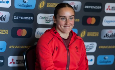 020925 - Wales Women RWC Media Conference - Nel Metcalfe of Wales during a media conference ahead of their final Women’s Rugby World Cup match against Fiji
