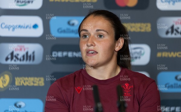 020925 - Wales Women RWC Media Conference - Kayleigh Powell of Wales during a media conference ahead of their final Women’s Rugby World Cup match against Fiji