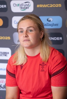 040925 - Wales Women RWC Media Conference - Wales co-captain Alex Callender during a media conference ahead of Wales’ final Women’s Rugby World Cup match against Fiji
