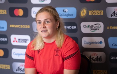 040925 - Wales Women RWC Media Conference - Wales co-captain Alex Callender during a media conference ahead of Wales’ final Women’s Rugby World Cup match against Fiji