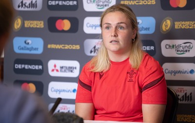 040925 - Wales Women RWC Media Conference - Wales co-captain Alex Callender during a media conference ahead of Wales’ final Women’s Rugby World Cup match against Fiji