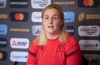040925 - Wales Women RWC Media Conference - Wales co-captain Alex Callender during a media conference ahead of Wales’ final Women’s Rugby World Cup match against Fiji