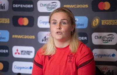 040925 - Wales Women RWC Media Conference - Wales co-captain Alex Callender during a media conference ahead of Wales’ final Women’s Rugby World Cup match against Fiji